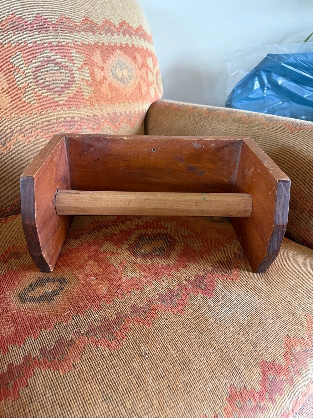 Vintage handmade wooden paper towel holder primitive farmhouse cottage